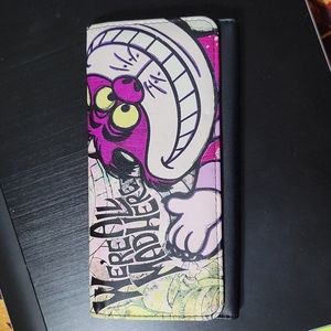 Disney Loungefly Cheshire Cat Wallet Black We're All Mad Here Alice Wonderland